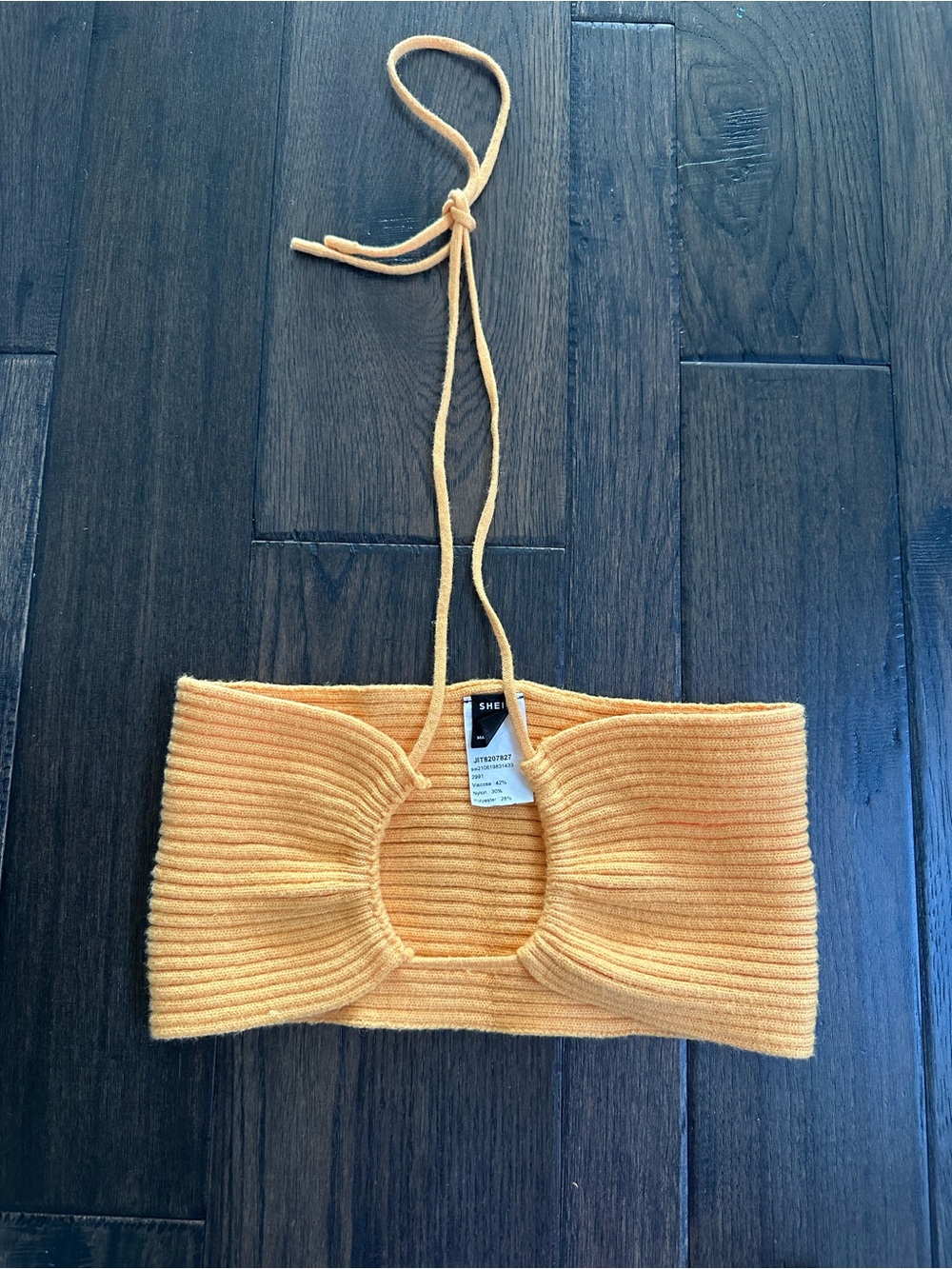 SHEIN Orange Ribbed Knit Halter Crop Top – Cutout Backless Y2K